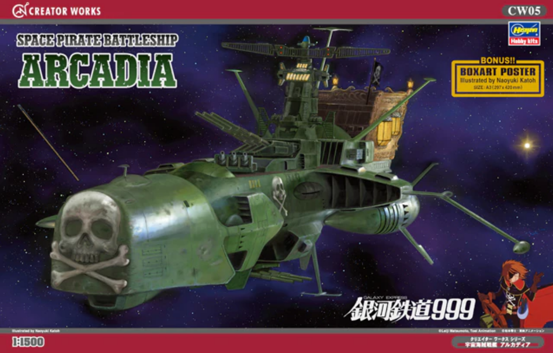 Unboxing of Space Pirate Battleship Arcadia from anime “Space Pirate Captain Harlock” – Hasegawa n°64505 Scale 1:1500.